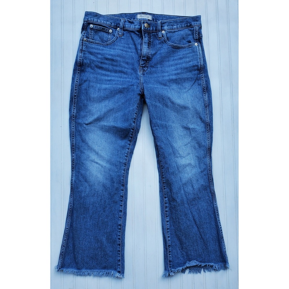 Madewell Cali Demi-Boot Blue Jeans Raw Hem High Rise Size 32 Light Wash